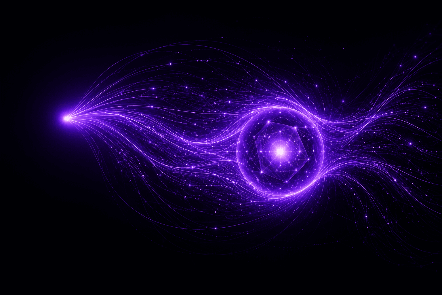 Abstract visualization of health data flowing into intelligent understanding